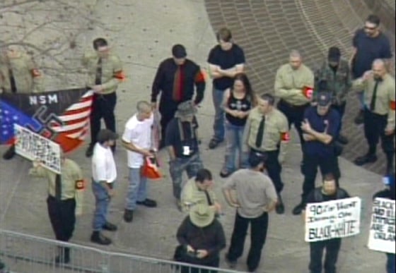 Neo-Nazis held a rally before a planned march through a predominantly black neighborhood in Orlando, Fla., on Saturday.