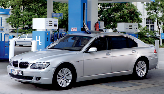 BMW has been testing hydrogen on several vehicles like this one, seen at a hydrogen fueling station in Berlin, Germany.
