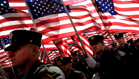 New York City firefighters march in the 245th annual St. Patrick's Day Parade, the nation's largest parade, on Friday in New York.