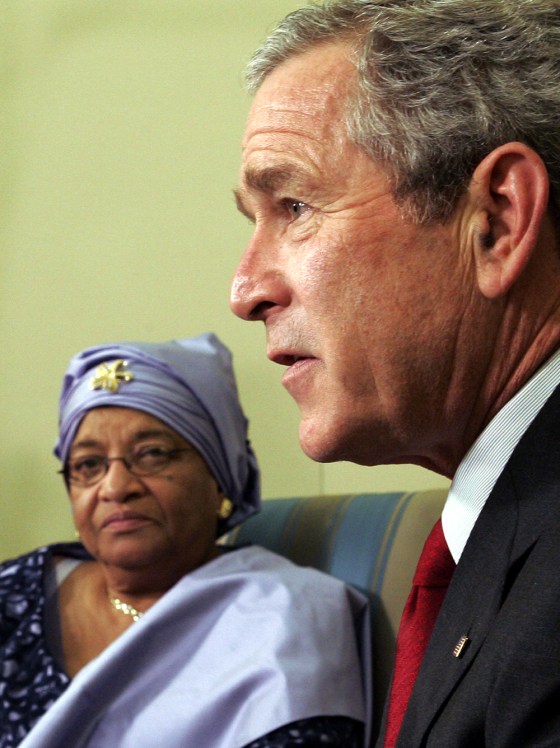 GEORGE BUSH, ELLEN JOHNSON SIRLEAF