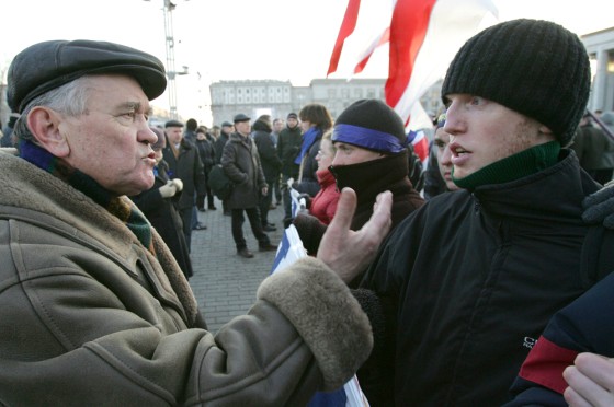 A supporter (l° of Belarus' President Al