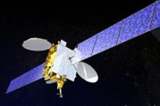 An artist's conception shows the ArabSat 4A communications satellite, which the Defense Department says plunged to a fiery doom Thursday.