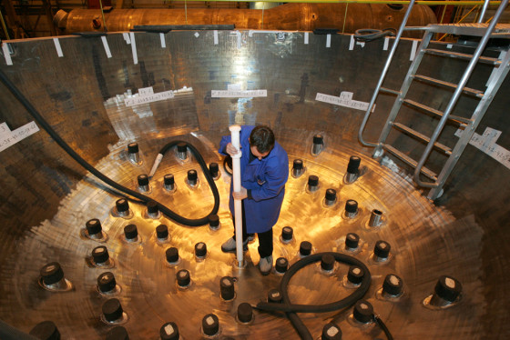 Large nuclear reactor components are assembled at this factory in Chalon sur Saone, France.