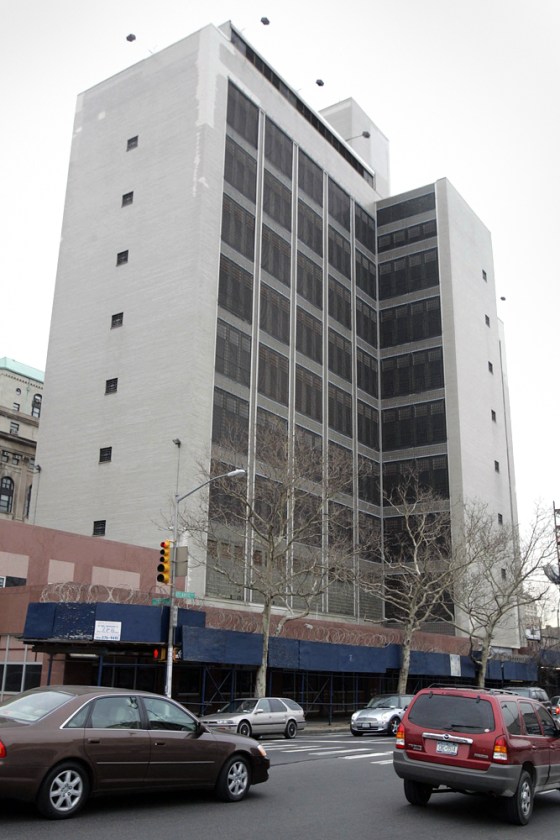 The Brooklyn House of Detention rises over Atlantic Avenue in the Brooklyn borough of New York.