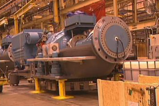 A wind turbine nearing completion at a General Electric manufacturing facility is destined for a wind farm in Washington state. Demand for wind turbines is so brisk that GE has sold out all of its 2006 production and is at 80 percent of capacity for 2007.