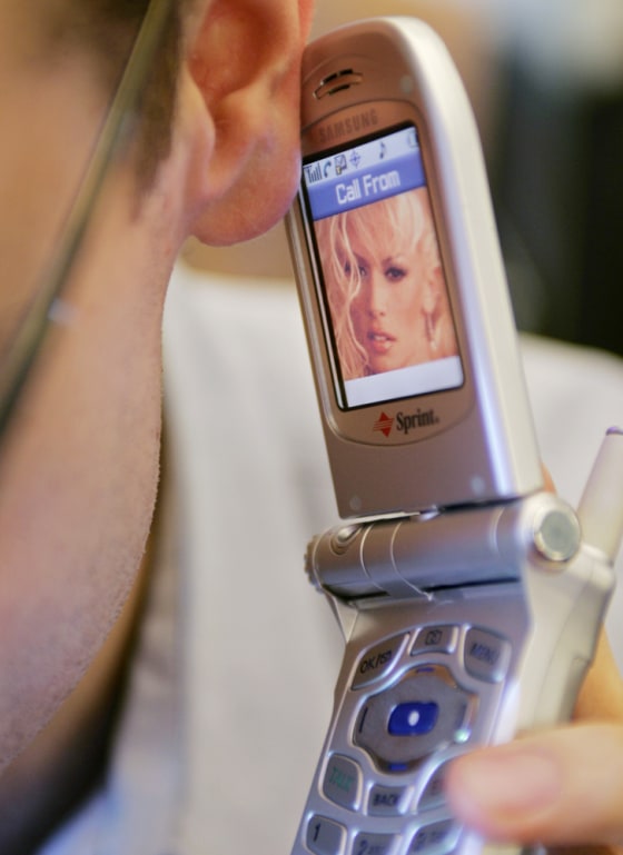 Cell phone displaying picture of porn star Jameson