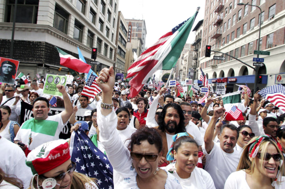 Demostrators March In LA Against Immigration Bills