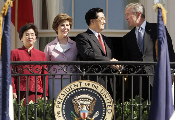 President Bush, Laura, Bush, Hu Jintao, Liu Yongqing