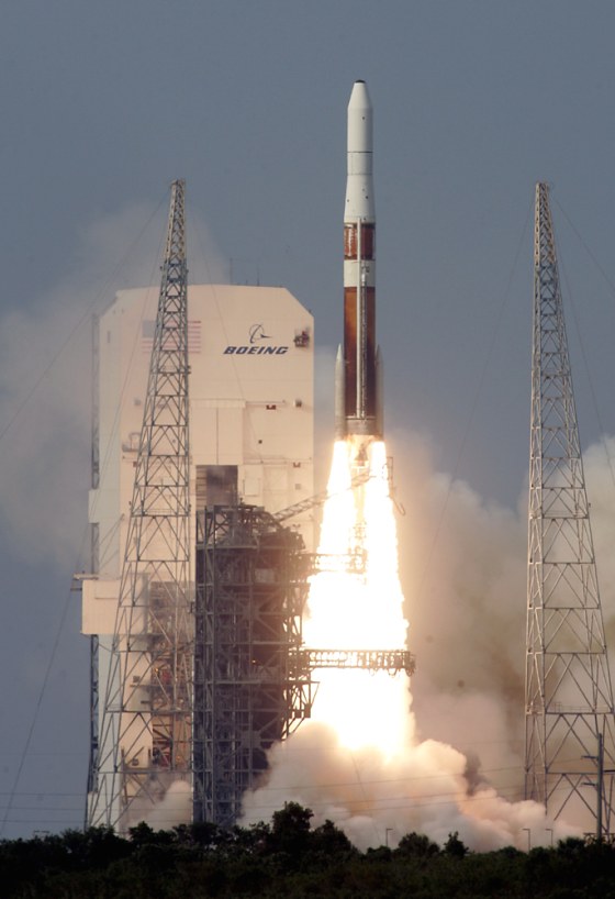 A Boeing Delta 4 rocket with a weather satellite payload lifts off from Launch Complex 37B at Cape Canaveral Air Force Station in Florida on Wednesday.
