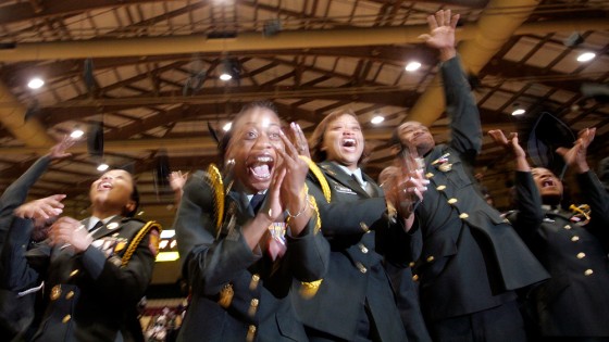Forestville Military Academy holds its first commencement exercise for cadets since it converted from a regular public school, on Thursday.