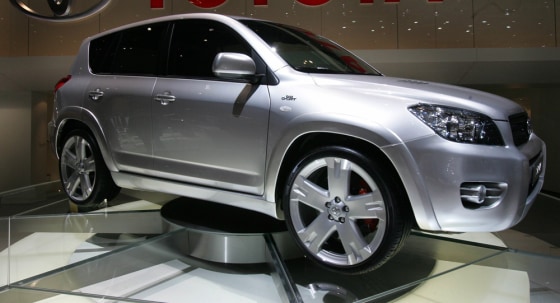A Toyota RAV4 is on display at the 76th Geneva motor show