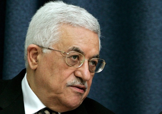 Palestinian President Abbas attends a meeting in Ramallah