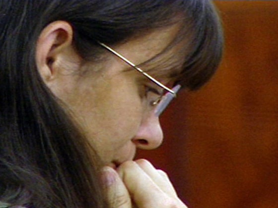 Andrea Yates listens to opening arguments in her second murder trial in this view from a courtroom television camera in Houston, Texas