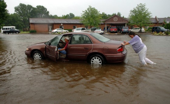 This road in Newburgh, Ind., was among the areas that flooded Wednesday in the northern part of the state.