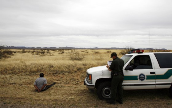 The number of illegal immigrants caught trying to sneak into the United States — such as the man arrested by the U.S. Border Patrol April 4 near Aravica, Ariz. — has declined sharply since President Bush ordered the military to help tighten the border.