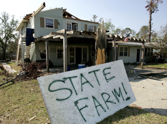 A Hurricane Katrina victim appealed for a visit from a State Farm insurance adjuster in Gulfport, Miss. last September.