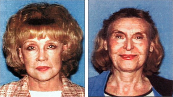 Photos released by the Los Angeles Police Department show insurance fraud suspects Helen Golay, 75, left, and Olga Rutterschmidt, 73.