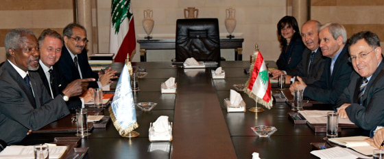 Kofi Annan, Vijay Nambiar, Terje Roed-Larsen, Fuad Saniora, Fawzi Salloukh