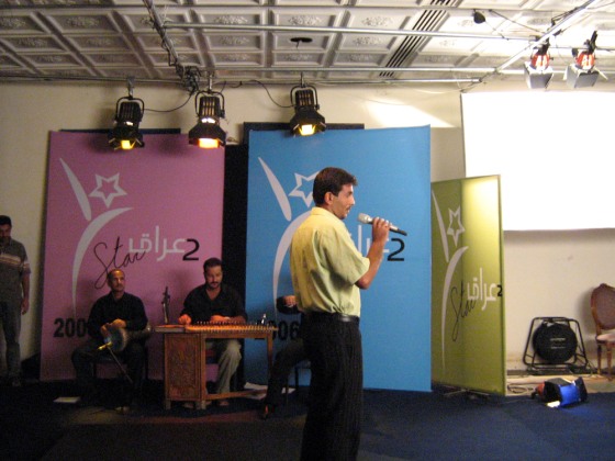 A contestant performs on the reality TV show Iraqi Star in Baghdad.
