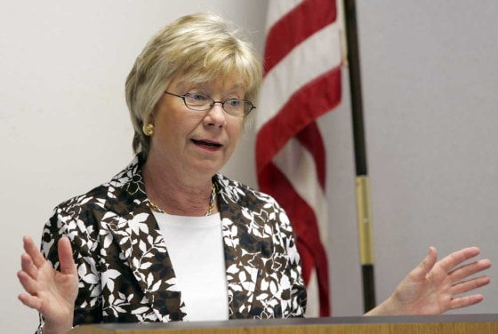 Rep. Deborah Pryce, R-Ohio, seen here in Clintonville, Ohio in April, is distancing herself from President Bush and the Republican Party, hoping to hold onto her seat in Congress.