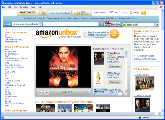 Amazon.com launched a digital video downloading service, dubbed Amazon Unbox, which will offer television shows, movies and other videos from more than 30 studios and networks.