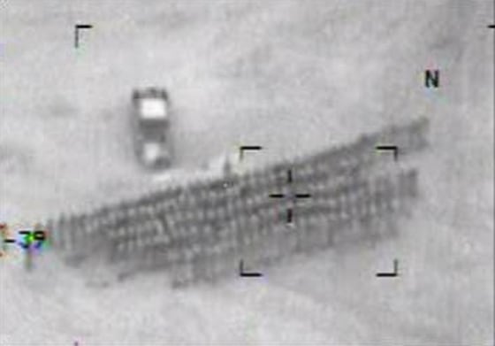 NBC says this photo, apparently taken by an American aircraft, shows a Taliban funeral that the U.S. Army wanted to attack.