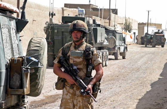 British soldier from NATO-led international forces keeps watch in Kandahar