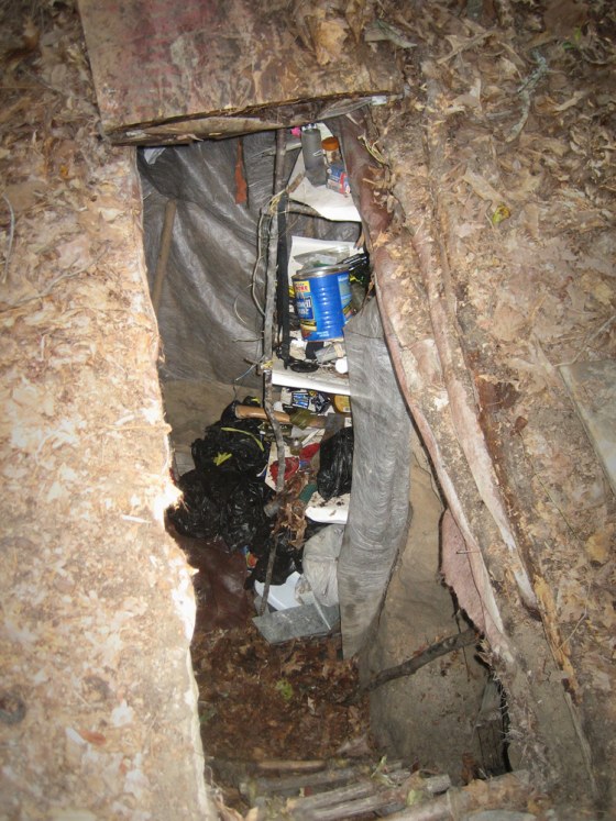 A trap door leads to the hand-dug bunker near Lugoff, S.C.
