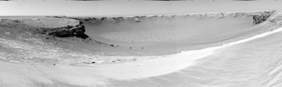 NASA's Opportunity rover sent back this picture from Victoria Crater on Mars. The "Duck Bay" alcove is nearby.
