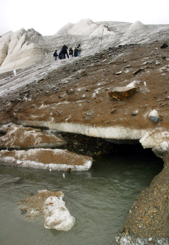 This glacier in China's Tianshan mountains is receding at about 24 feet a year.