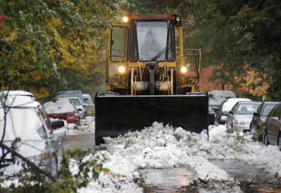 City vehicle clears snow from the streets in Buffalo, New York