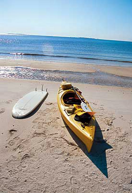 Boards and boats are equally seaworthy in the Dog Island surf.