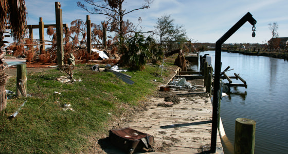 Ruins from Hurricane Katrina along the Jordan River near Bay St. Louis, Miss.: Wetlands and development are a constant mix along the Gulf Coast.