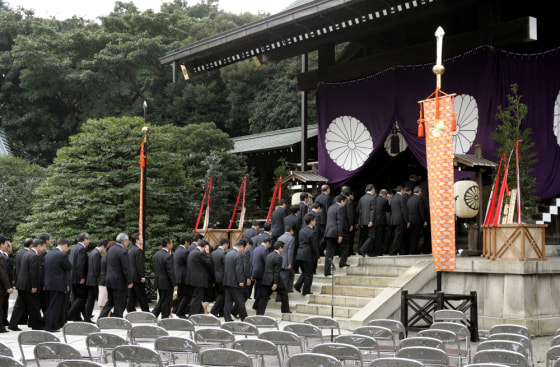 Japanese lawmakers visit Tokyo's Yasukuni war shrine on Wednesday.