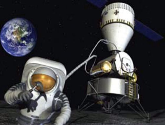 The Constellation Project hardware shown in this artist's conception could be used for missions to a near-Earth object as well as for moon trips, NASA says.