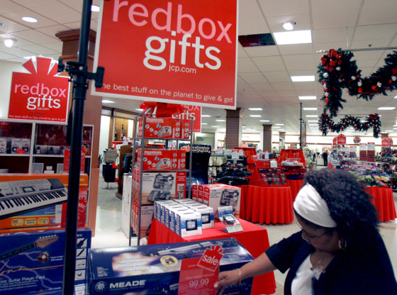 J. C. Penny's stores are highlighting their line of "redbox gifts" that range from from massaging slippers to iPod-wired jackets.