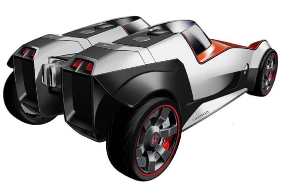 The sporty, two-passenger Honda Extreme has changeable body panels and a chassis that can be recycled after five years of use.