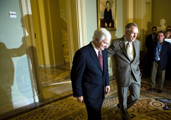 Robert Gates Meets With Senators On Capitol Hill