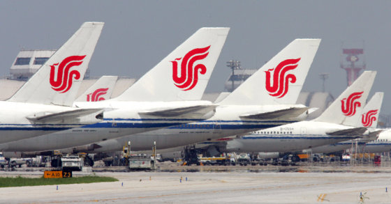 Jets are seen parked at Beijing airport earlier this year. One Chinese airline has decided bathroom breaks are no longer air-worthy.