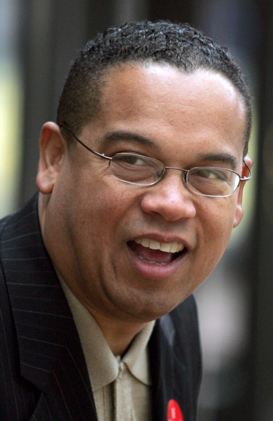 Democratic candidate for Congress Ellison greets commuters at a light rail stop in Minneapolis