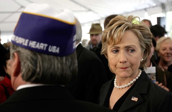 Sen. Hillary Rodham Clinton speaks with guests during a dedication ceremony in Patchogue, N.Y., on Oct. 24. Clinton is considered a likely 2008 Democratic presidential candidate, but questions linger about how "electable" she is on a national level.