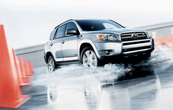The Toyota RAV4 comes with heated seats and gets 27 highway miles per gallon.