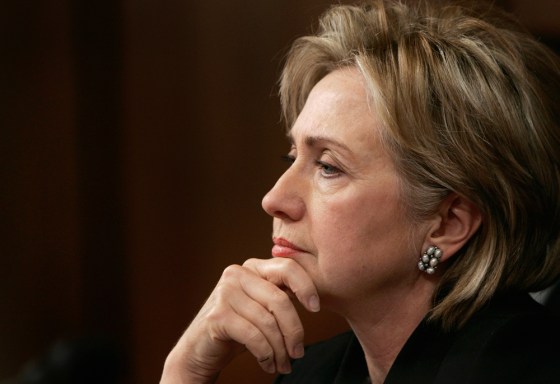 U.S. Senator Hillary Rodham Clinton listens to the testimony of U.S. Secretary of Defense nominee Robert Gates at the Senate Armed Services Committee on Capitol Hill in Washington