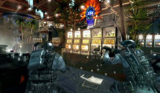 In "Rainbow Six Vegas," a commando team tries to stop terrorists bent on destroying Las Vegas casinos. 