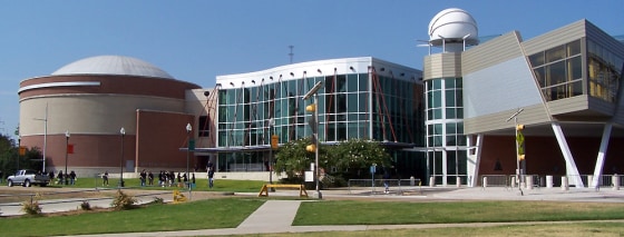 This undated photo provided by the Sci-Port Discovery Center, shows the Sci-Port Discovery Center in Shreveport, La., with the new Space Center addition on the right.