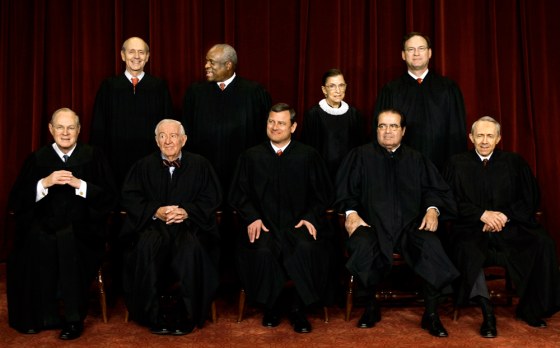 Anthony Kennedy, John Paul Stevens, John Roberts, Antonin Scalia, David Souter, Stephen Breyer, Clarence Thomas, Ruth Bader Ginsburg, Samuel Alito