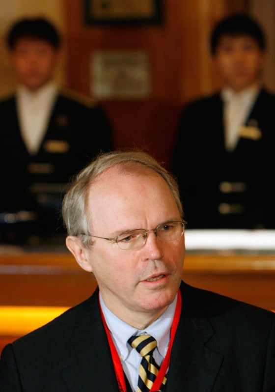 U.S. Assistant Secretary of State Christopher Hill speaks to the media at a hotel in Beijing