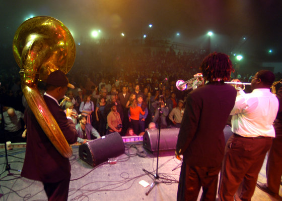 New Year's Eve revelers party in the fog in Jackson Square in New Orleans last year. Big Easy tourism officials are attempting to attract football fans with a new "Fun Spots" campaign.