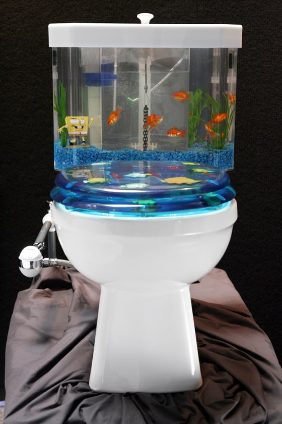 Undated handout Photo of a Fish 'n Flush toilet tank