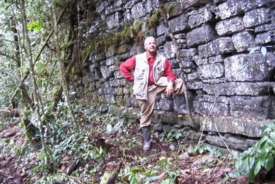 Researcher Keith Muscutt surveys a wall at the Chachapoya archaeological site known as Huaca la Penitenciaria, or Penitentiary Ruin. Muscutt believes the site may provide clues to the history of the "cloud warriors" who fought against the Inca centuries ago.